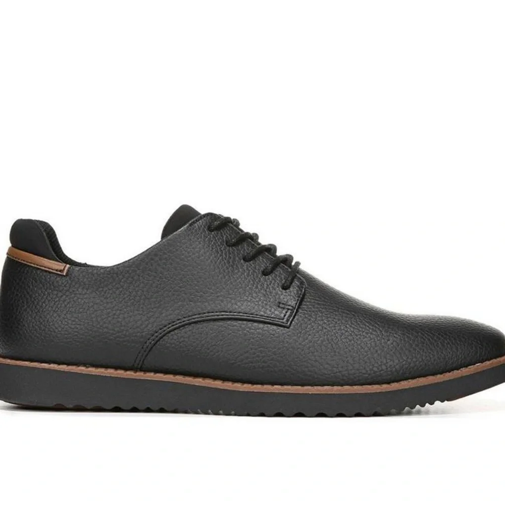 Dr. Scholl's Black Oxford Shoes with Textured Leather and Contrasting Sole - Picture 2 of 8